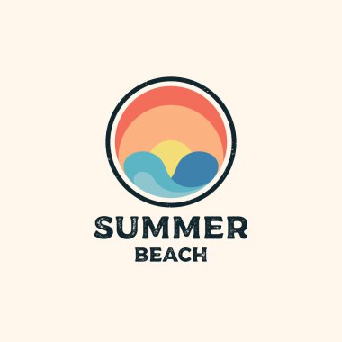 Plaj Sörf Logosu Tasarımı için Retro Hippi Damgası