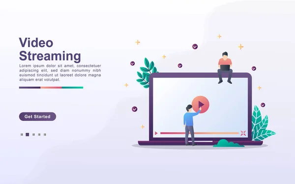 Modelo Landing Page Streaming Vídeo Estilo Efeito Gradiente — Vetor de Stock