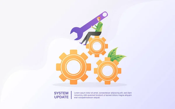 Teknikern Utför Systemreparation Rätta Fel Underhålla Och Utveckla Systemet Uppdatera — Stock vektor