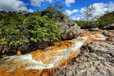 Mucugezinho Nehri üzerinde Şelale, Lencois, Bahia Eyaleti, Brezilya 10 Haziran 2007.