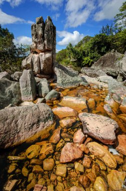 Mucugezinho Nehri üzerinde Şelale, Lencois, Bahia Eyaleti, Brezilya 10 Haziran 2007.