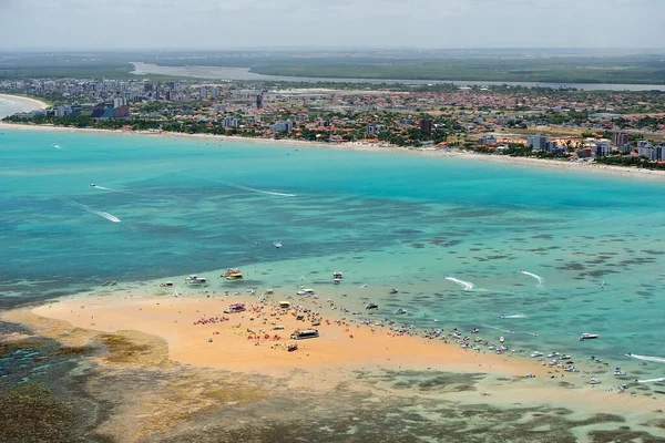 Pulau Pasir Merah Yang Muncul Saat Pasang Rendah Adalah Salah — Stok Foto