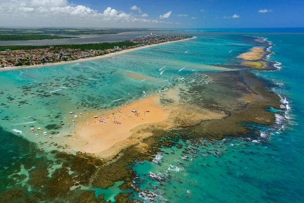 Ilha Areia Vermelha Que Aparece Maré Baixa Uma Das Principais — Fotografia de Stock