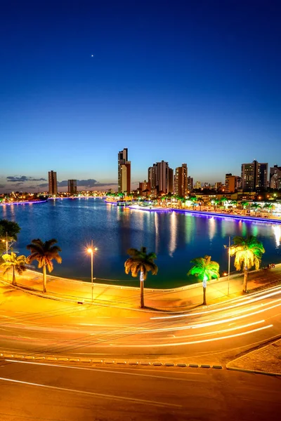 Slunce Vychází Kokosové Stromy Silueta Cabo Branco Beach Joao Pessoa — Stock fotografie