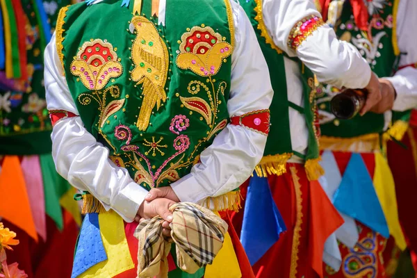 Peruvian Folkloric Dance Colorful Costumes Front Church San Pedro Apostle — Stock Photo, Image