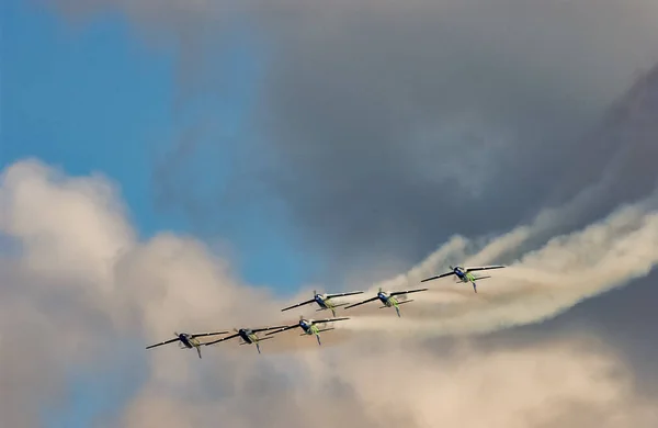 Braziliaanse Luchtmacht Rook Eskader Aerobatic Manoeuvre Vliegtuigen Presteren Lucht Joao — Stockfoto