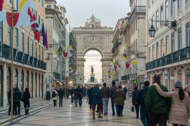 Praa do Comercio, Lizbon, Portekiz 16 Aralık 2016.