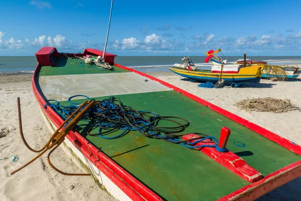 Kleurrijke Vissersboten Lucena Strand Buurt Van Joao Pessoa Paraiba Brazilië — Stockfoto