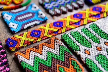 Huni Kuin Yerli Boncuk Çalışması Sanat, Acre, Amazon Ormanı, Brezilya