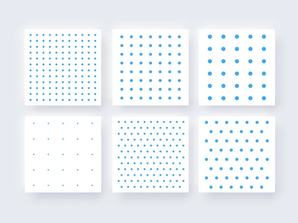 Dot Grid Seamless Wireframe Textured Vector Pattern Template Set — Stockvektor