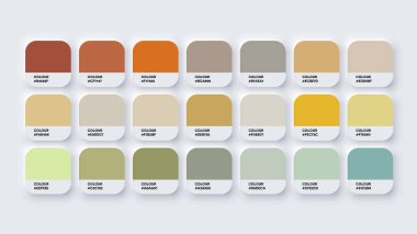 Renk Paleti Kataloğu Sarı ve Yeşil örnekleri RGB HEX 'te. Neomorfizm Vektörü