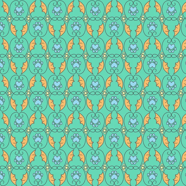 Turkuaz arka plan ve muhteşem elementler. Kusursuz dolgu için orijinal tasarım. giyim dekoru, duvar kağıdı