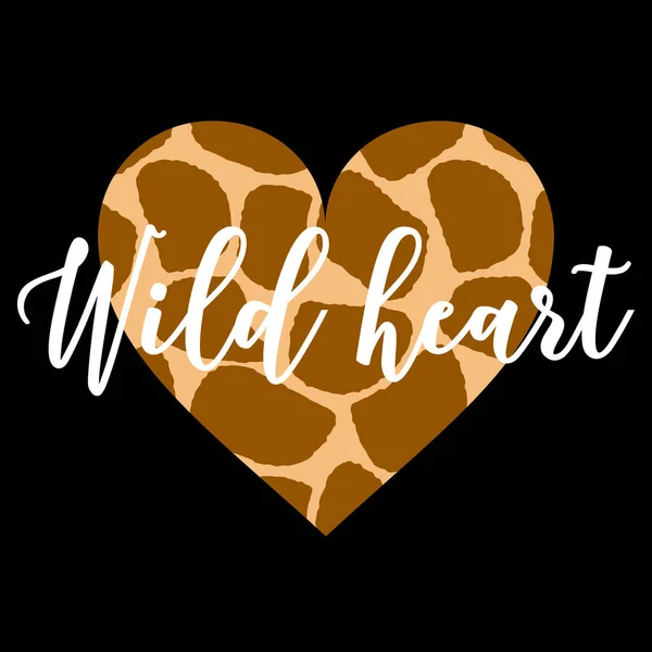 Cheetah Wild Heart Isolado Fundo Preto Cheetah Print Dia Dos — Vetor de Stock