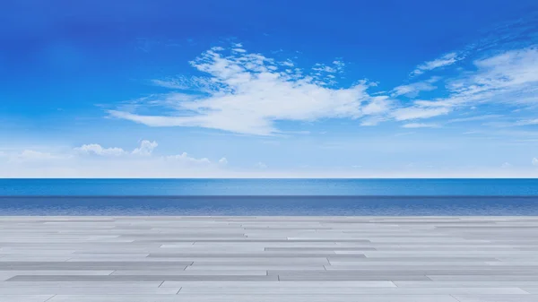 3D Teras Deniz Manzaralı