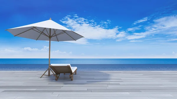 3d terrazza vista mare — Foto Stock