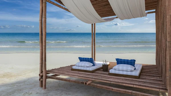 Tenda di bambù sulla spiaggia — Foto Stock