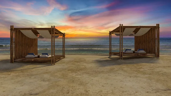 Tenda di bambù sulla spiaggia — Foto Stock