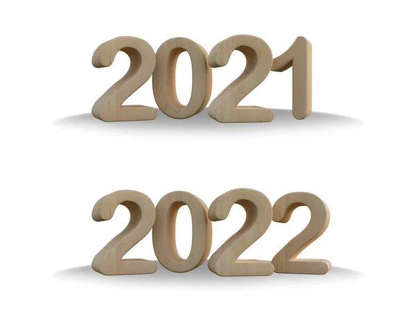Dレンダリングライトカラー木製テキスト2021 2022 あなたの芸術作品を作成するためのグラフィック要素 明けましておめでとうございます — ストック写真
