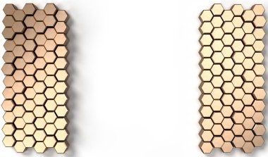 Altıgen şeklinin beyaz arkaplandaki 3d görüntüsü. 