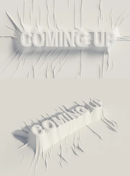 3D Cloth falling on words " COMING UP " — Stock Photo, Image