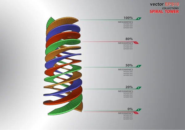 3D-s méretű spirális lépcsők — Stock Vector