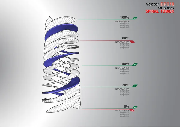 Escalera espiral dimensiones 3D — Vector de stock