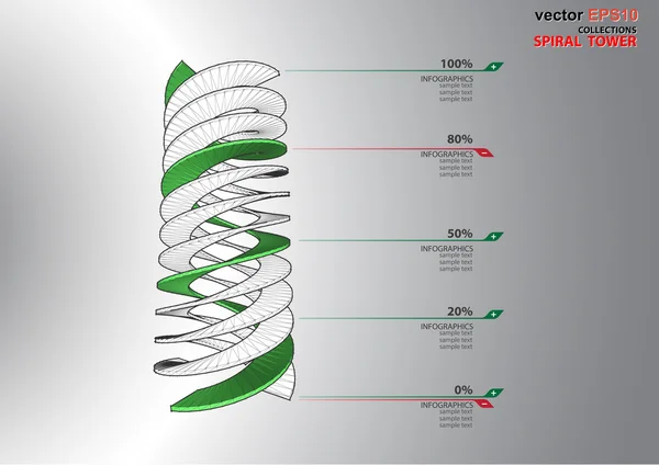 Escalera espiral dimensiones 3D — Vector de stock