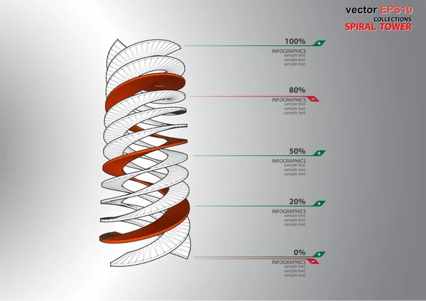Escalera espiral dimensiones 3D — Vector de stock