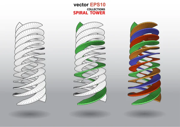 3D dimensions spiral stair — Stock Vector