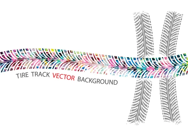 Colorful tire track on white background — Stock Vector