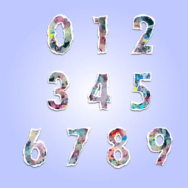 Numéro de déchirure de papier et alphabet — Image vectorielle