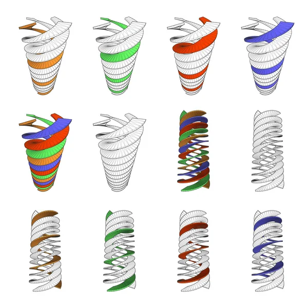 3 d 寸法らせん階段 — ストックベクタ