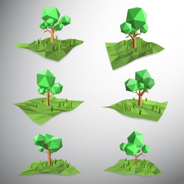 Düşük çokgen 3d ağaç karada