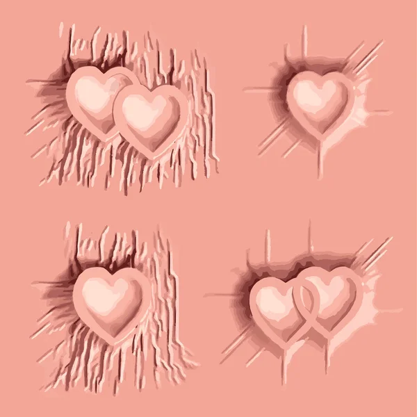 在心脏标志上丢弃粉红色彩布 — 图库矢量图片