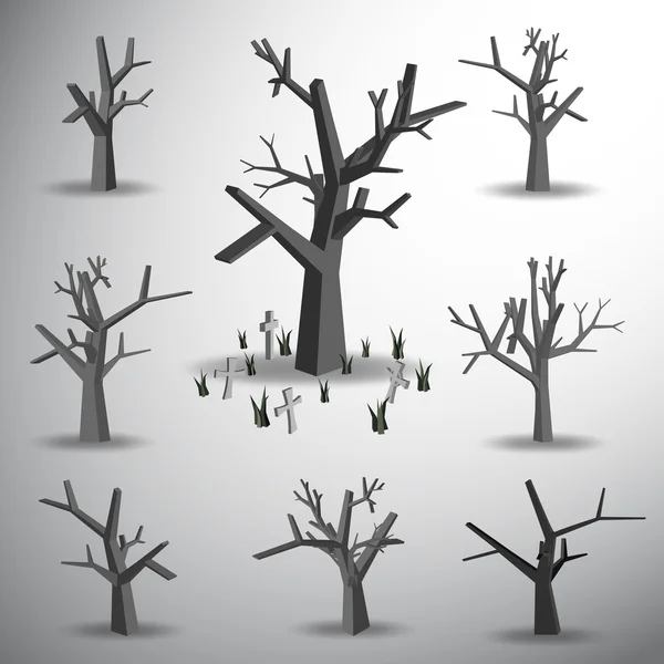 Dead tree on grave yard — Stock Vector