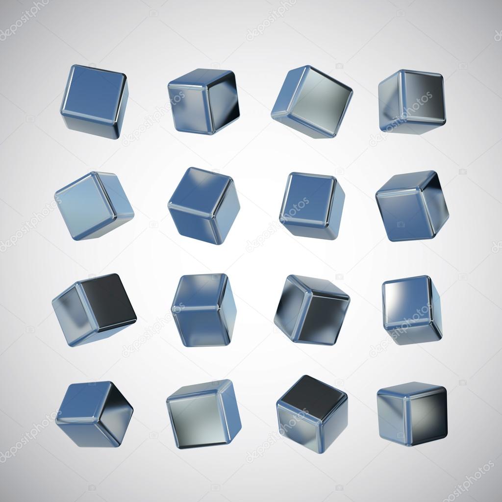 3D stainless steel cube