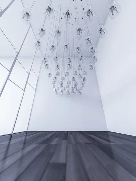 3ds renderizado sala de estar teto alto — Fotografia de Stock