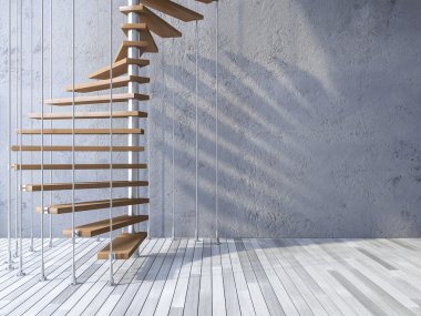 3d staircase hanged by cables clipart