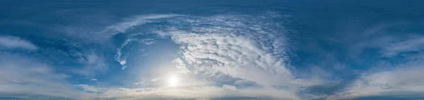 Sky panorama with Altocumulus clouds in seamless spherical equirectangular format. Complete zenith for use in 3D graphics, game and composites in aerial drone 360 degree panoramas as sky dome.