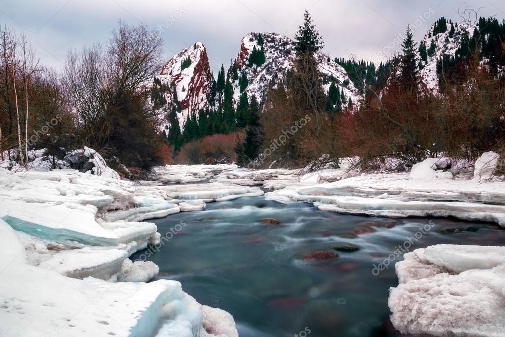 Red rock and river