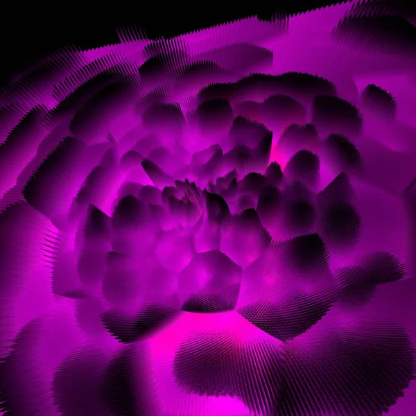 紫色和粉色未来金属花卉奇幻纹理图案的阴影和3D设计 — 图库照片