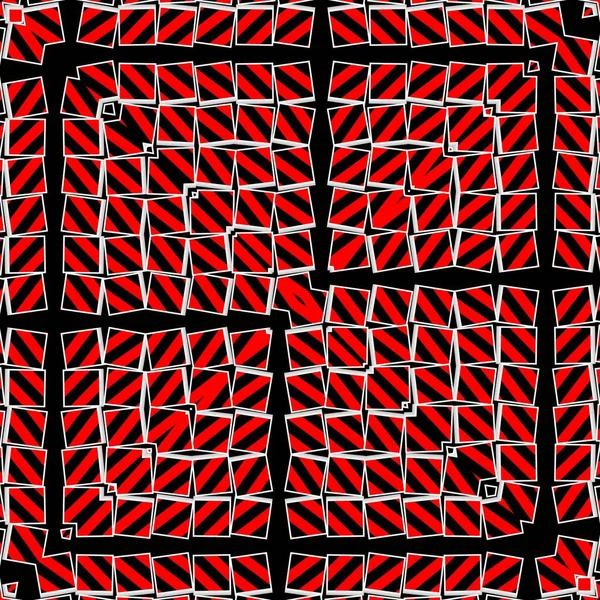 Vzor Design Mnoha Geometrických Ilustračních Čtverců Červenými Černými Diagonálními Pruhy — Stock fotografie