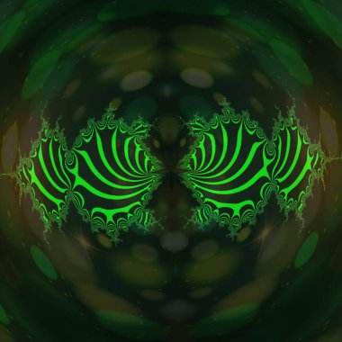 Yaprak damarlarının karmaşık koyu yeşil fraktal desenli bir arka planda tasarımı