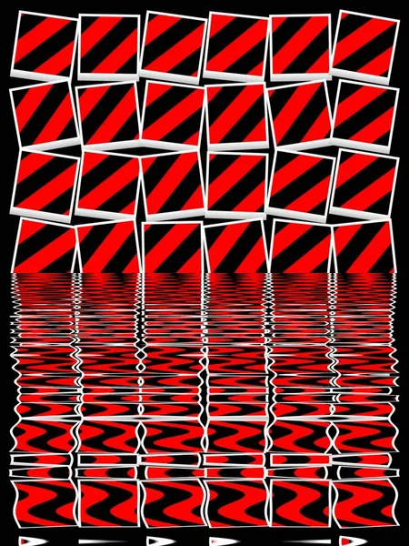 Pattern Design Many Geometric Illustration Squares Red Black Diagonal Stripes — Stock Photo, Image