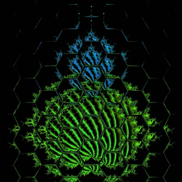 Intricate Dark Green Fractal Leaf Veins Design Patterned Background — Stock Photo, Image