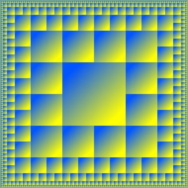 Altıgen mozaik desenli parlak mavi-canlı sarı renk gradyanı ve üç boyutlu illüstrasyon tasarımı