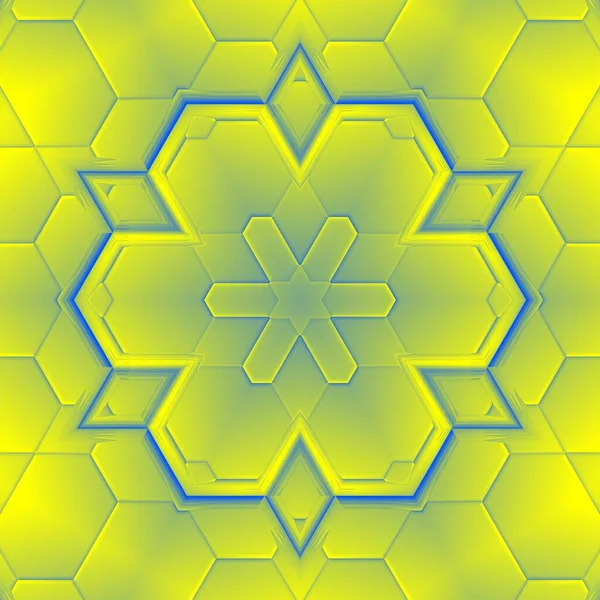 Ярко Голубой Ярко Желтый Цветовой Градиент Шестиугольной Мозаикой Трехмерной Иллюстрацией — стоковое фото