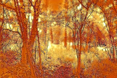 Birçok şekil ve yaratıcı sanat tasarımı genç ve olgun yaprak döken ağaçların büyülü orman karışımından türemiştir.