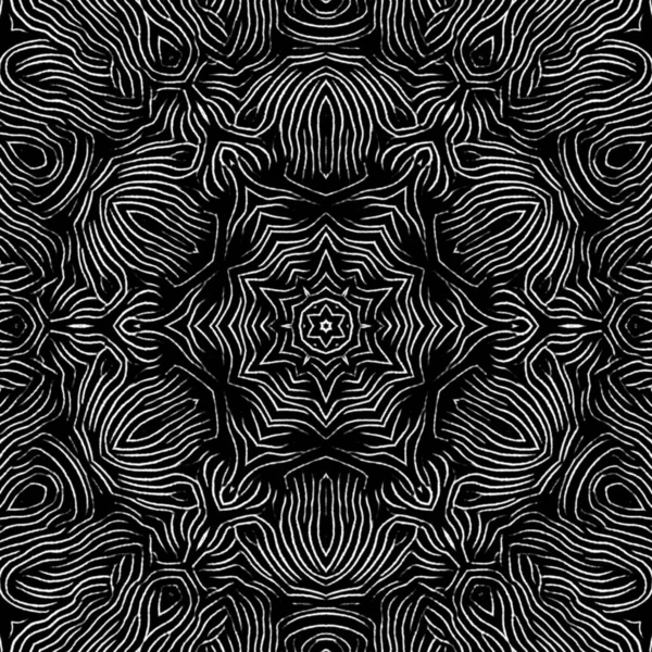 Black White Shades Grey Contour Line Square Format Hexagonal Kaleidoscopic — Stock Photo, Image