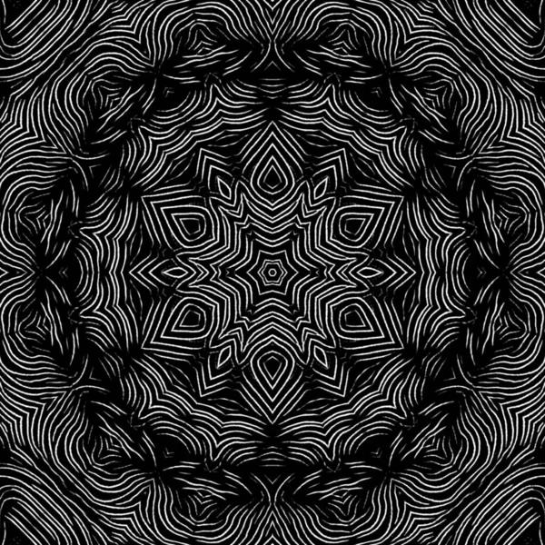 黒白とグレーの輪郭線の色合い正方形のフォーマット六角形の万華鏡模様とデザイン — ストック写真